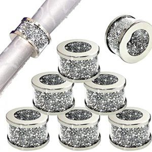 NEW Sparkling Bling Crystal Rhinestone Dinner Napkin Rings Place Setting…